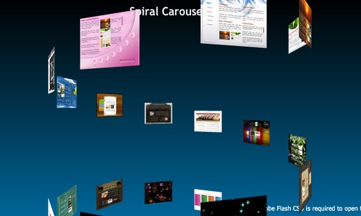 Spiral Carousel XML Flash script