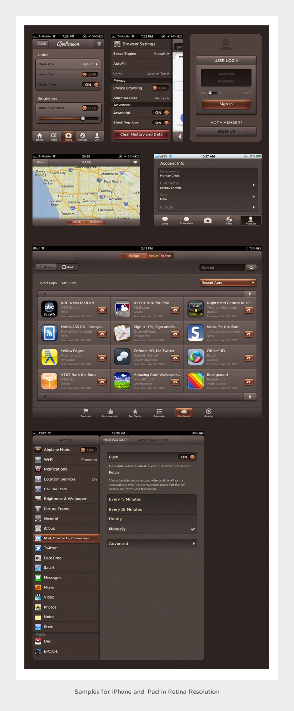 Dark Amber UI Elements