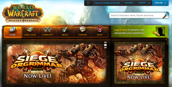 World of Warcraft Website