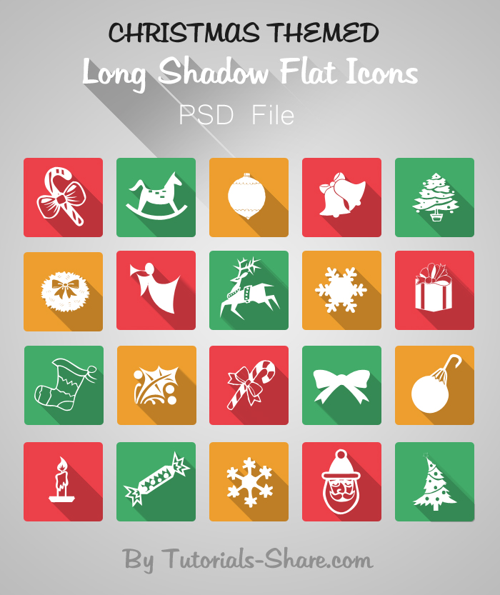 Free Long Shadow Christmas Icons