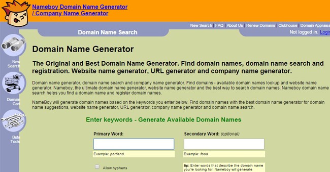 8. nameboy - domain name