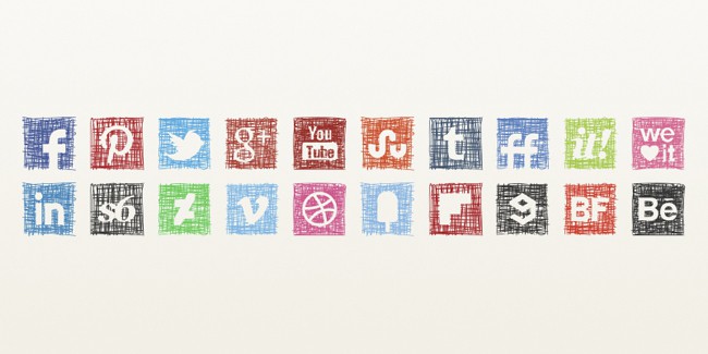 social_media_icons_pen_sketch_icons_set1