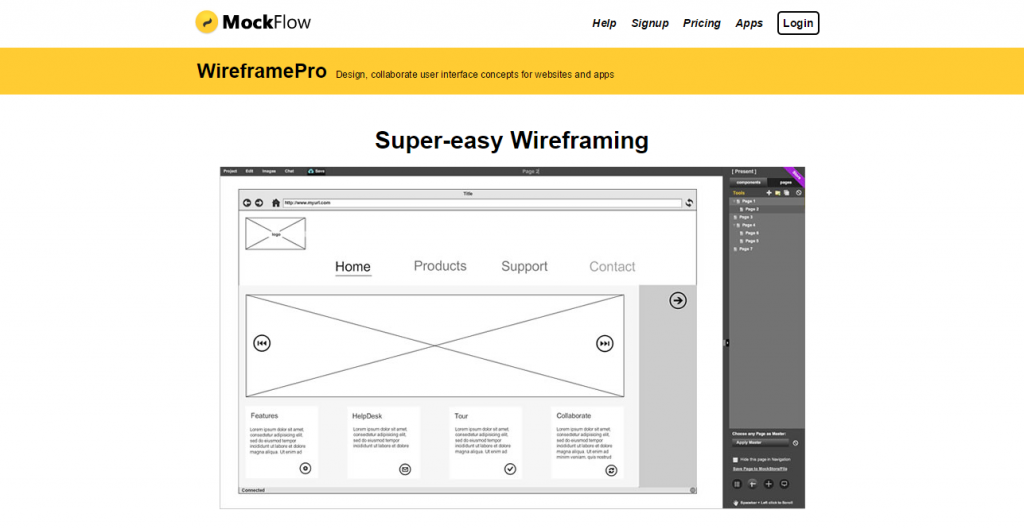 MockFlow WireframePro   Design user interface concepts for websites