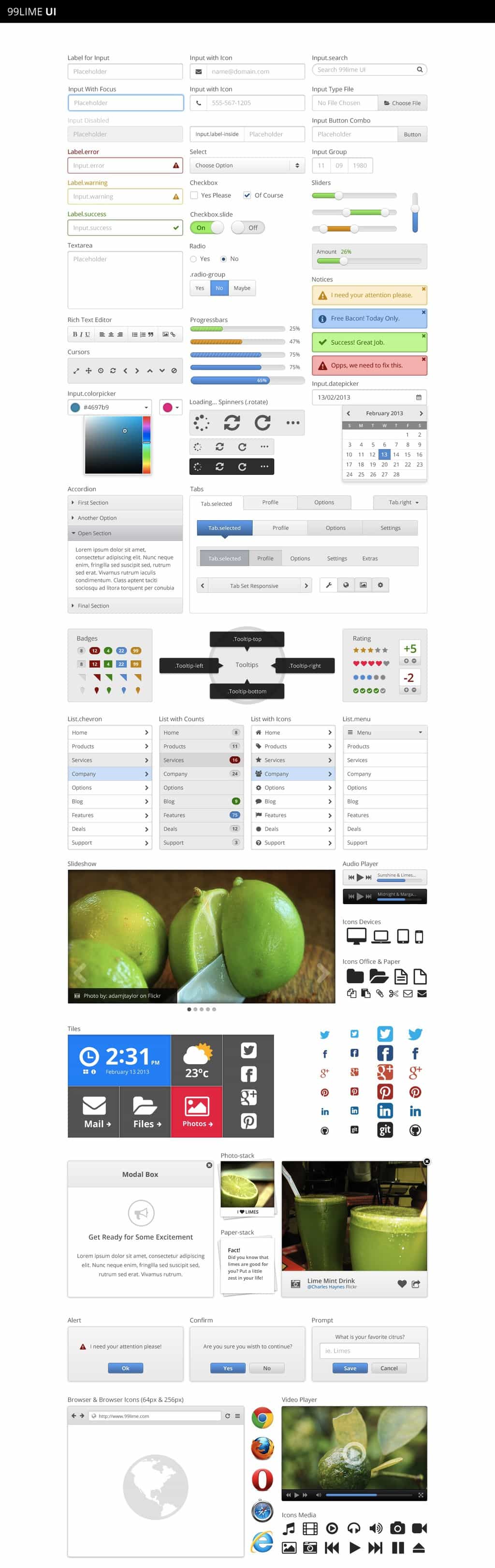Daily Freebie: Slick 99Lime UI Kit for Photoshop