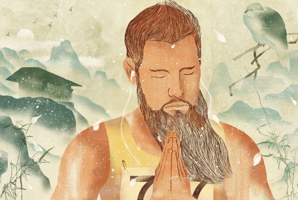 a praying runner