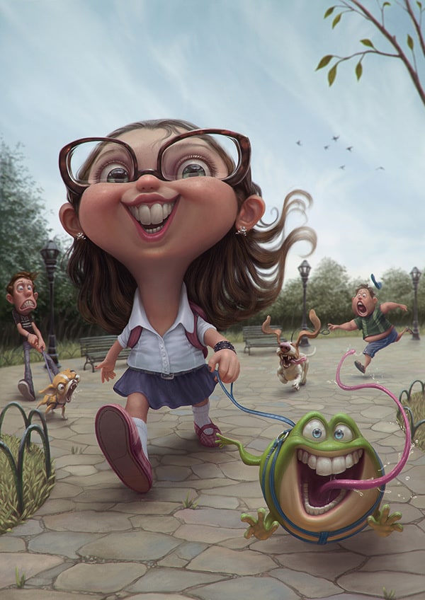 Girl with pets