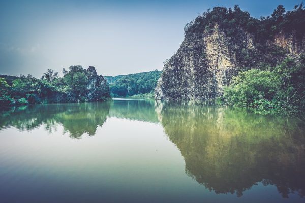 mountains reflected in the lake