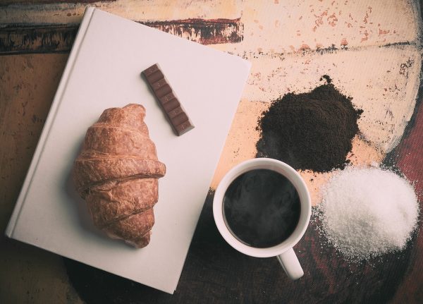 croissant, coffee and chocolate