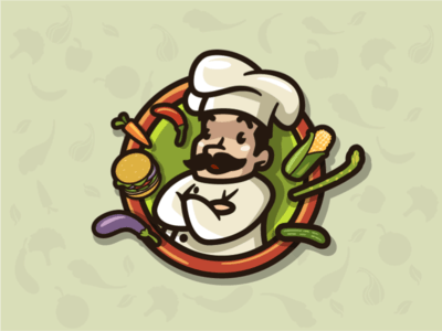 Chef with food logo