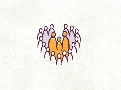 People in heart formation