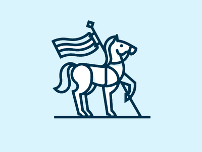 Horse holding flag